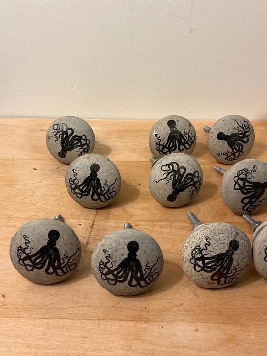 Other - Octopus Skull Coastal Concrete Cabinet Knobs Drawer Knobs and Pulls 1.5”